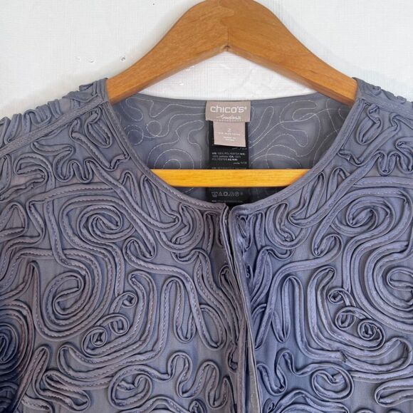 Chicos Travelers Soutache Swirl Jacket Special Occasions Evening Cocktail 2/MD - Picture 3 of 11